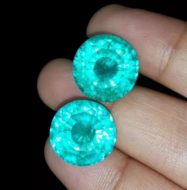 Natural Colombian Emerald Pair 8-10 Cts Loose Gemstone Certified Round Cut GE03 3