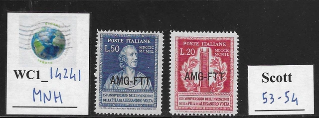 WC1_14241. ITALY: TRIESTE FTT. 1949 ALESSANDRO VOLTA set. Scott 53-54. MNH