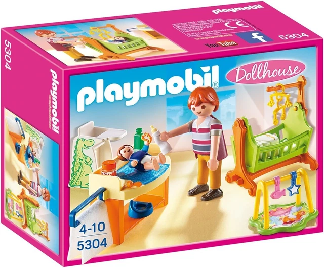 Maison De Poupée Miniature 1/24 - Chambre Double Enfant En Bois Fait Main + 2 Playmobil