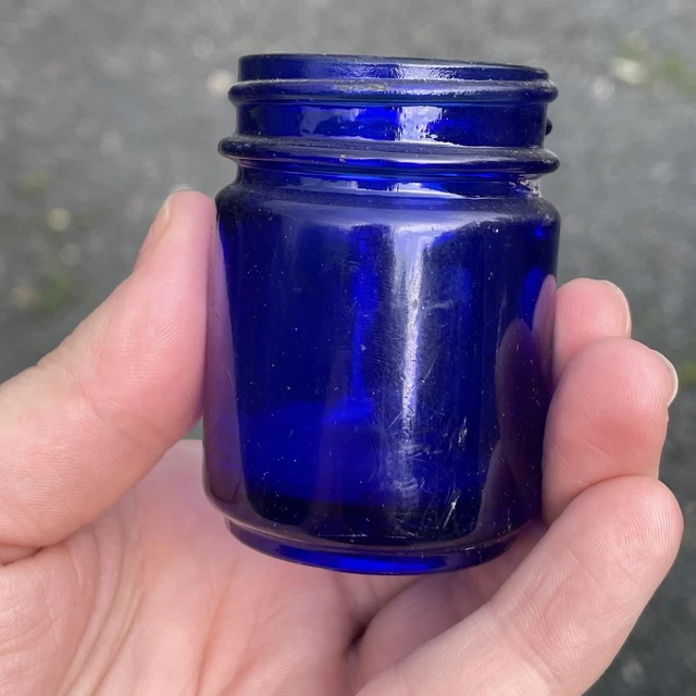 Antique - Vintage Vicks Vapor Rub Cobalt Blue Glass Jar Bottle Container