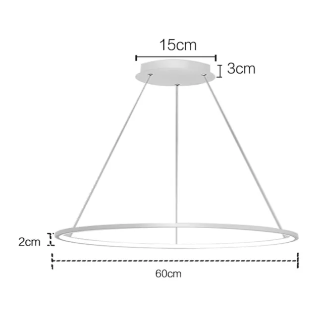 LED Pendel Lampe Ring-Design Hänge Decken Leuchte Küchen Beleuchtung 60CM Rund 3