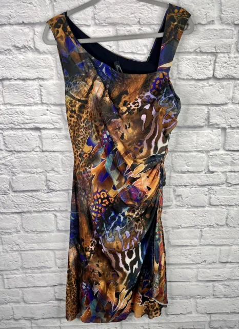 ELANA KATTAN Women's Sleeveless Multi-Print Side Ruched Dress NWT Large