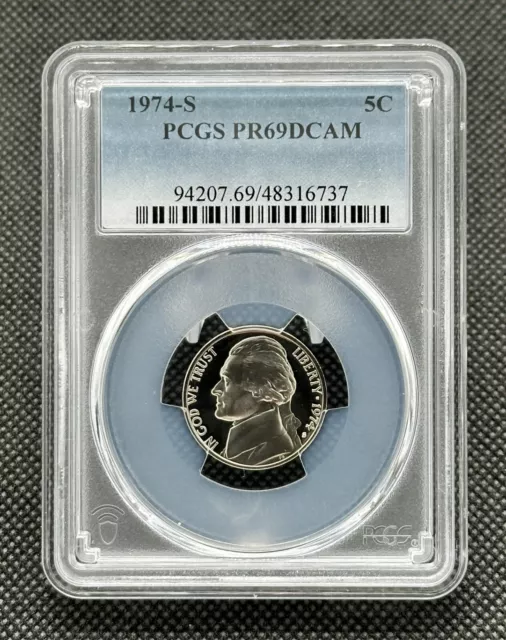 1974-S 5C American Thomas Jefferson graded  proof coin PCGS PR69DCAM