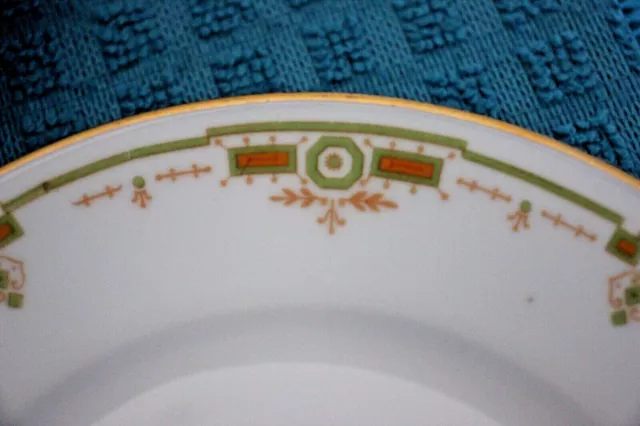 4 Theodore Haviland Limoges France 6 1/2" Bread Butter Plates Art Deco Green