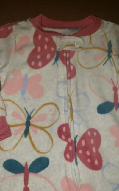 Carters Baby Girl Butterfly Fleece Sleeper - Infant Size 9 Months - New 2