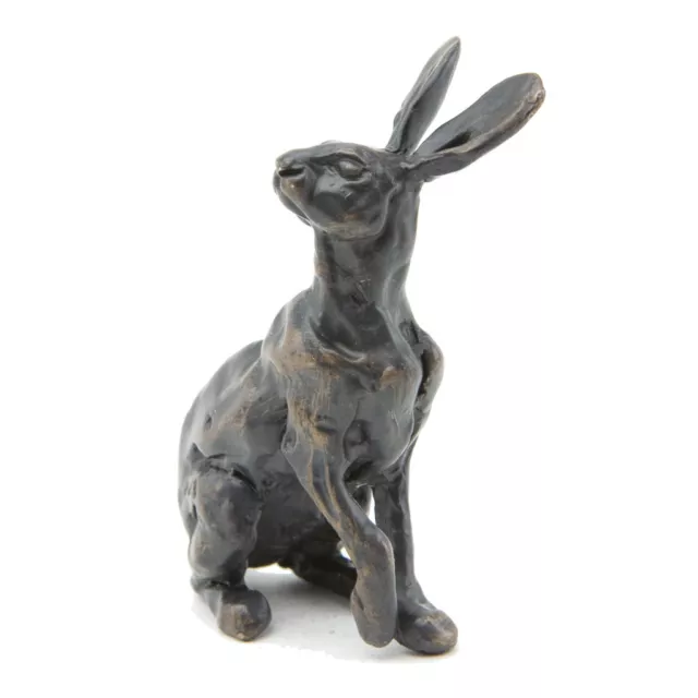 Bronze Hare Sculpture (Solid Bronze) Listening Hare Maquette by Sue Maclaurin