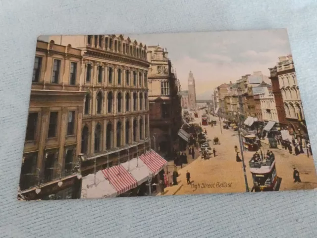 Postcard Vintage N  Ireland  High Street Belfast 1907 Posted Tinted
