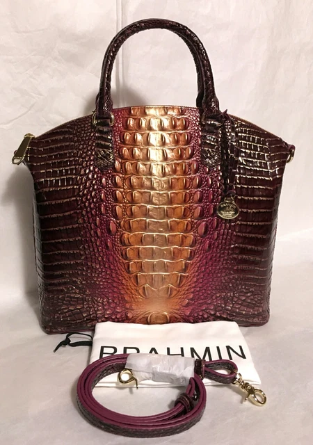 BRAHMIN MELBOURNE LARGE DUXBURY Lthr Satchel Bag SUNSET OMBRE Plum Bronze  NWT $288.88 - PicClick