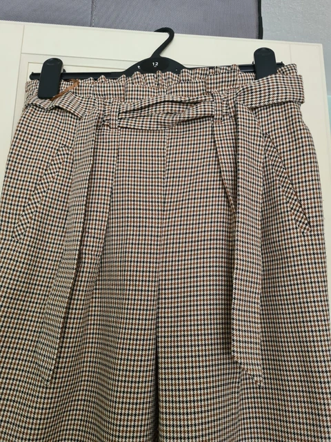 Houndstooth paper bag trousers store