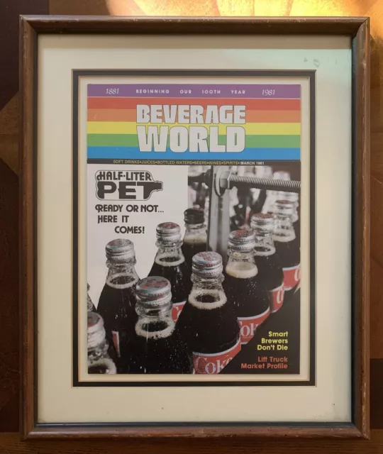 Vintage Coca Cola Coke Poster Wooden Frame Wall Art Beverage World 16”x13”