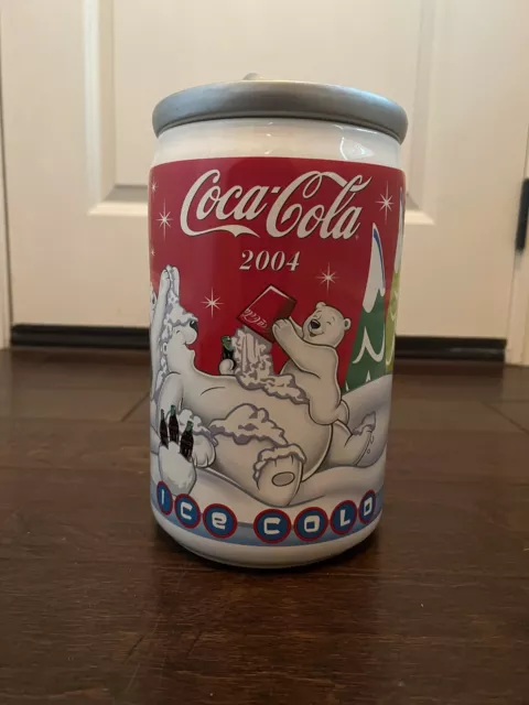 Coca-Cola Polar Bear Coke Can Canister Cookie Jar Ice Cold Cooler 2004 Vintage