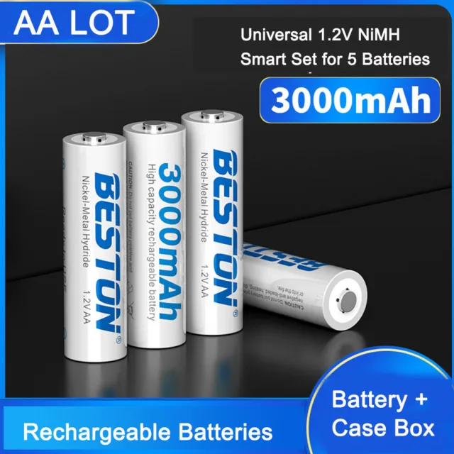 Lotto batterie ricaricabili cella 40/4 pz 1,2 v 3000MaH Ni-MH AA dimensioni + caricabatterie