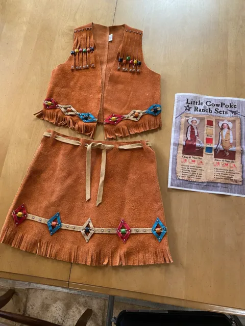 Vintage Cowgirl vest and skirt western outfit genuine suede 4-6 toddler