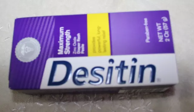 Desitin Diaper Rash Paste, Maximum Strength 2 oz (57 g) Zinc oxide EXP. 05/2024