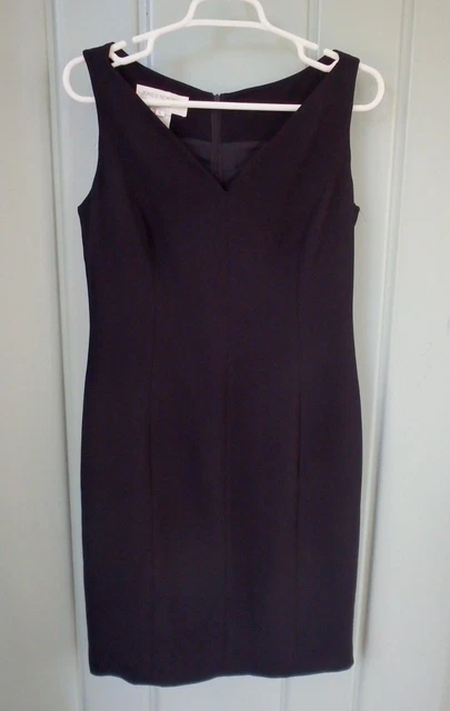 Jones New York Womens 6 Small Solid Black V Neck Sheath Career Dress Work LBD