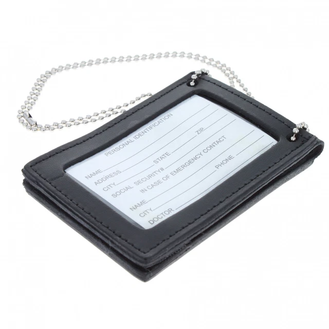 ASR Federal 3 in 1 Leather ID Badge Holder Police Gear with Lanyard Neck Chain,