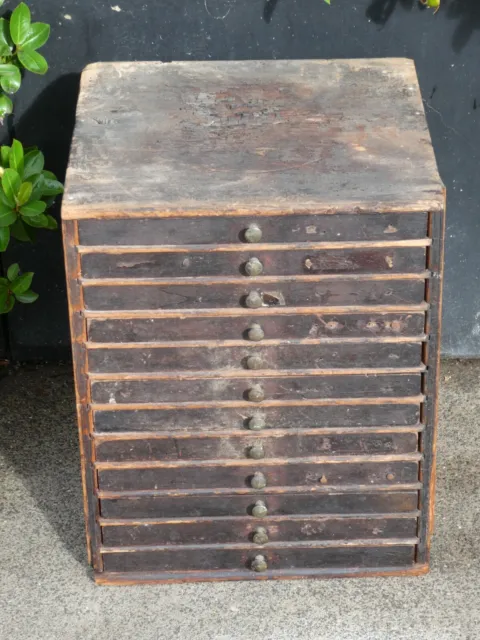 Antique Wooden Timber Watch Makers Chest Drawers Jewellery Case Specimen Chest