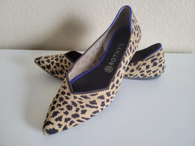 Rothy's The Point Leopard Cheetah Animal Print Ballet Flat Shoes Size 11