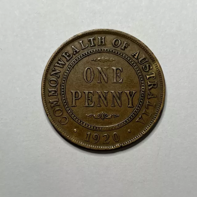 1920 No Dot Penny Coin - Australian George V Better than Circulated Predecimal