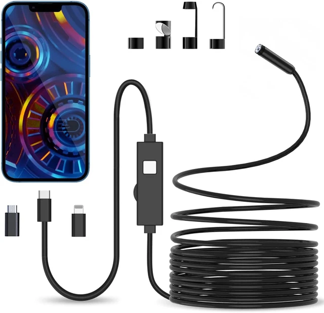 Endoscope Inspection Camera, Aopick USB Borescope Endoscope Camera with Light, 8