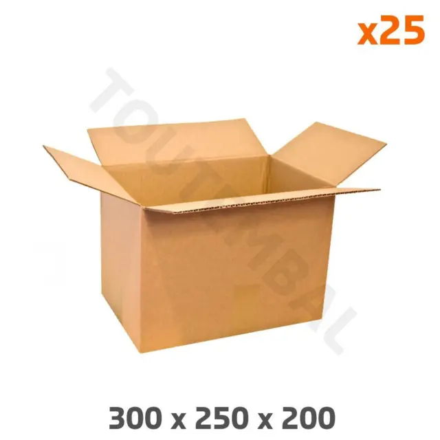Caisse carton économique en simple cannelure 300 x 250 x 200 mm (par 25)