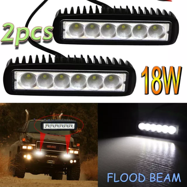 1 Pair 6Inch LED Work Light Bar Flood Offroad Driving Fog ATV SUV UTV 4WD Marine