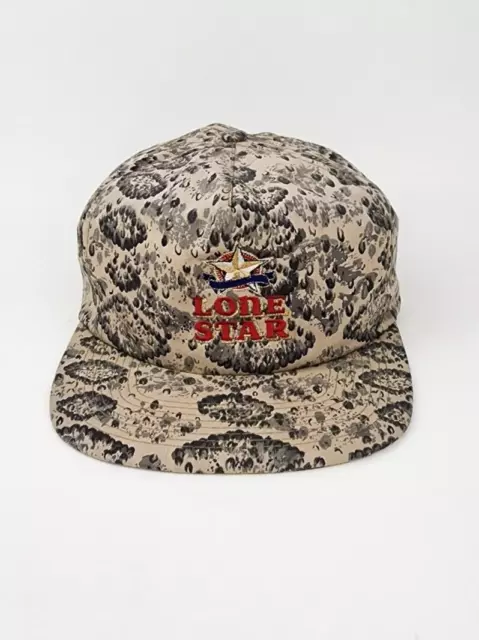 Vintage Lone Star Beer Hat Camo Cap Snapback Adjustable Fit Trucker Rare