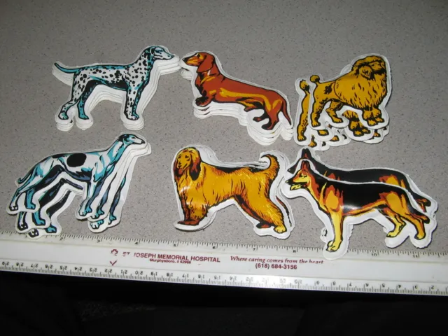 DOG AFGHAN HOUND (3 examples) puffy sticker refrigerator magnet 1974
