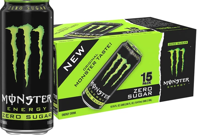 Zero Sugar, Green, Original, Low Calorie Energy Drink, 16 Fl Oz (Pack of 15)