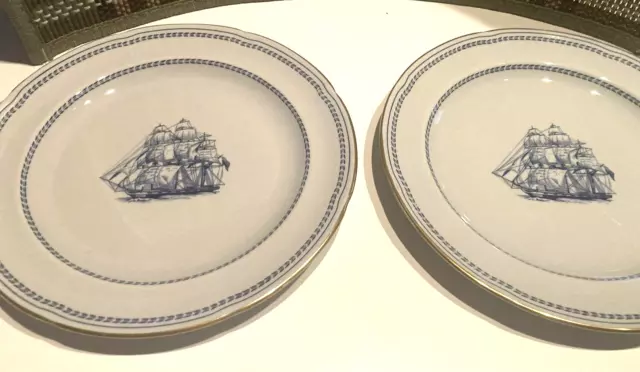 Spode Trade Winds Blue 8" Salad/ luncheon Plates set of two  Vintage