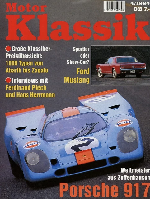 MOTOR KLASSIK 1994 4/94 AH Sprite Mk 1 Mustang T5 Volvo PV444 Porsche ...