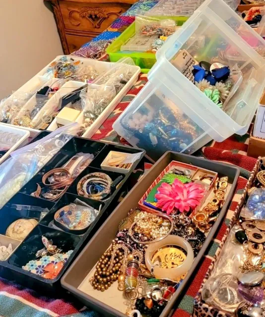 Huge Assorted Jewelry Lot In Small Flat Rate Box 2