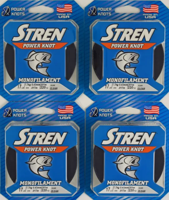 (Lot Of 4) Stren Power Knot Monofilament Line 220Yd 17Lb Clear #1367556 M1409