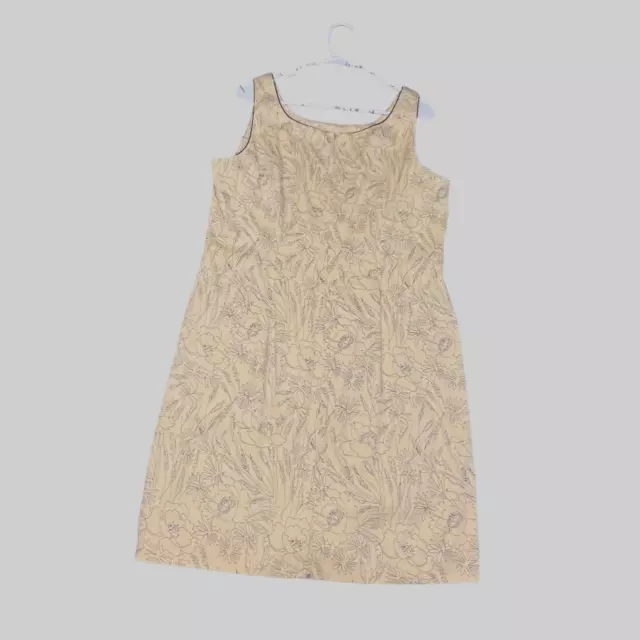 Amanda Smith Beige Dress with Black Floral Design size 14