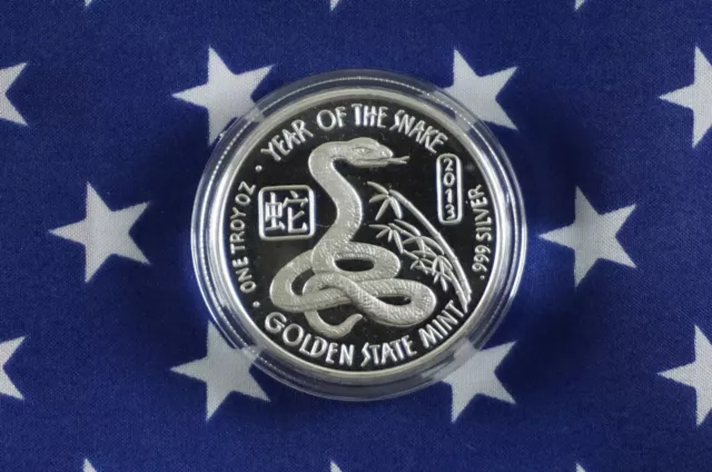 GSM 2013 Year Of The Snake Uncirculated 1oz .999 Fine Solid Silver Round   N