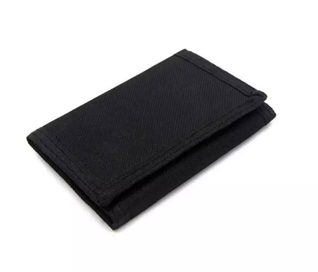 Gents Boys Girls Canvas Wallet Trifold Sports Accessories Coin Card Black New