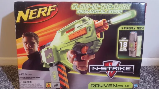 Nerf N-Strike Rayven CS-18 NIB 2011 Hasbro Brand New Glow in Dark Semi-Auto