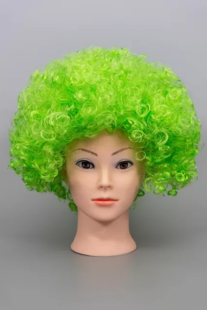 Green Curly Afro Wig Funky 70s Disco Clown Unisex Fancy Hair Costume Dress Party