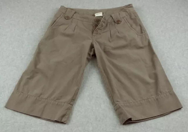 Volcom Stone Womens Sz 3 Brown Pleated Button Front Shorts