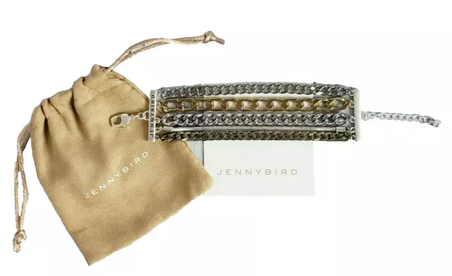 Jenny Bird Womens Austin Cuff Mixed Metal Stacked Layered Chain Bracelet Jewelry