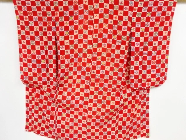 00939# Japanese Kimono / Antique Hitoe Juban / Checkered