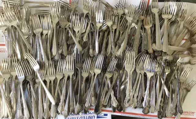 HUGE LOT 300 Silverplate Forks For Silver Scrap Crafts Resell Use Jewelry Etc…..