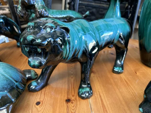 ~RARE~ Huge Blue Mountain Pottery Prowling Tiger Figure