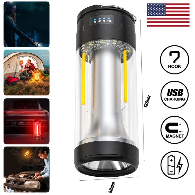 Outdoor Portable USB LED Rechargeable Camping Tent Lantern Light Flashlight Lamp