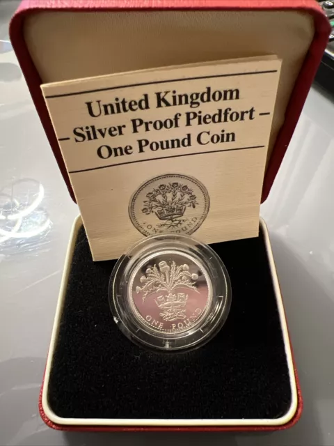 1984 Piedfort Silver One Pound Coin. Proof £1 In Royal Mint Box + Certificate