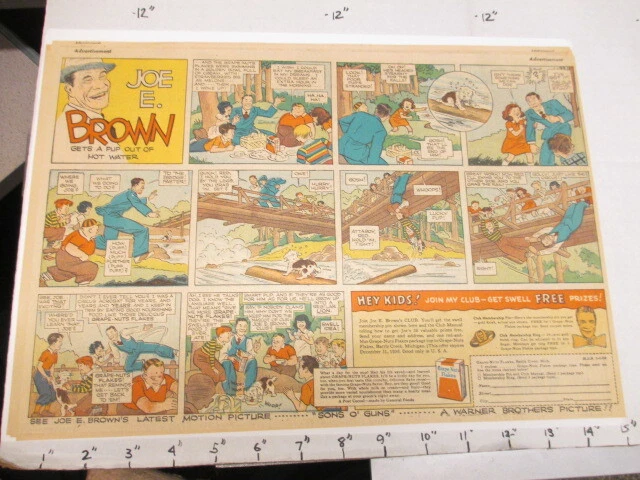 newspaper ad 1930s POST cereal box JOE E BROWN radio premium ring member pin PUP