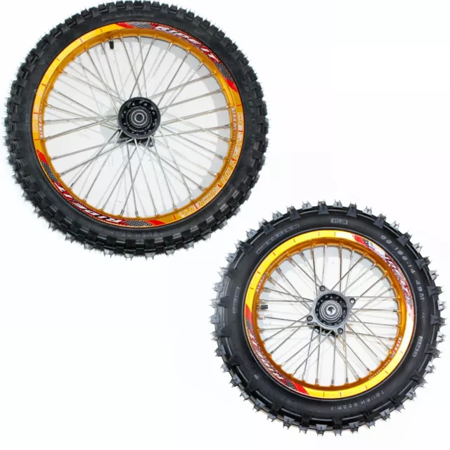 GOLD 15mm 17 Inch Front 14 inch Alloy Rear Wheel Rim Tyre Tire PIT Dirt Bike