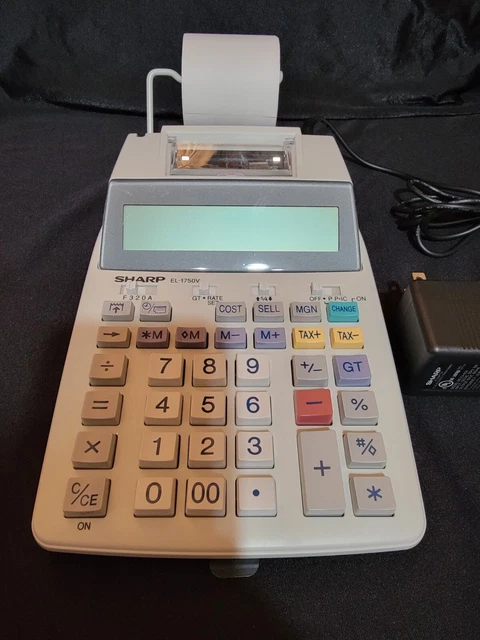 Sharp EL-1750V Two-Color Printing Calculator 2 Lines/Sec 3" Black/Red EUC