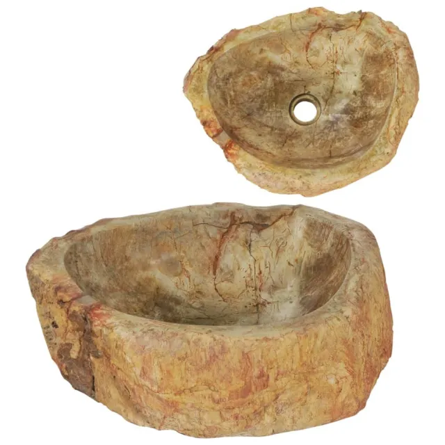 Waschbecken 45x35x15 cm Fossil-Stein Cremeweiß