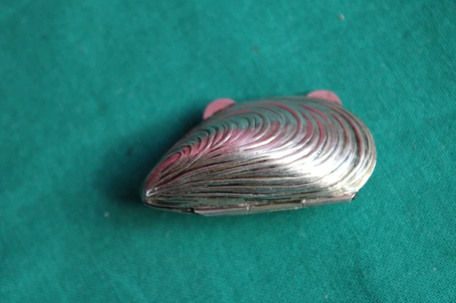 L68-Portapastiglia Cozza  Argento 800 -Vongola Mare Medicina Regalo Silver